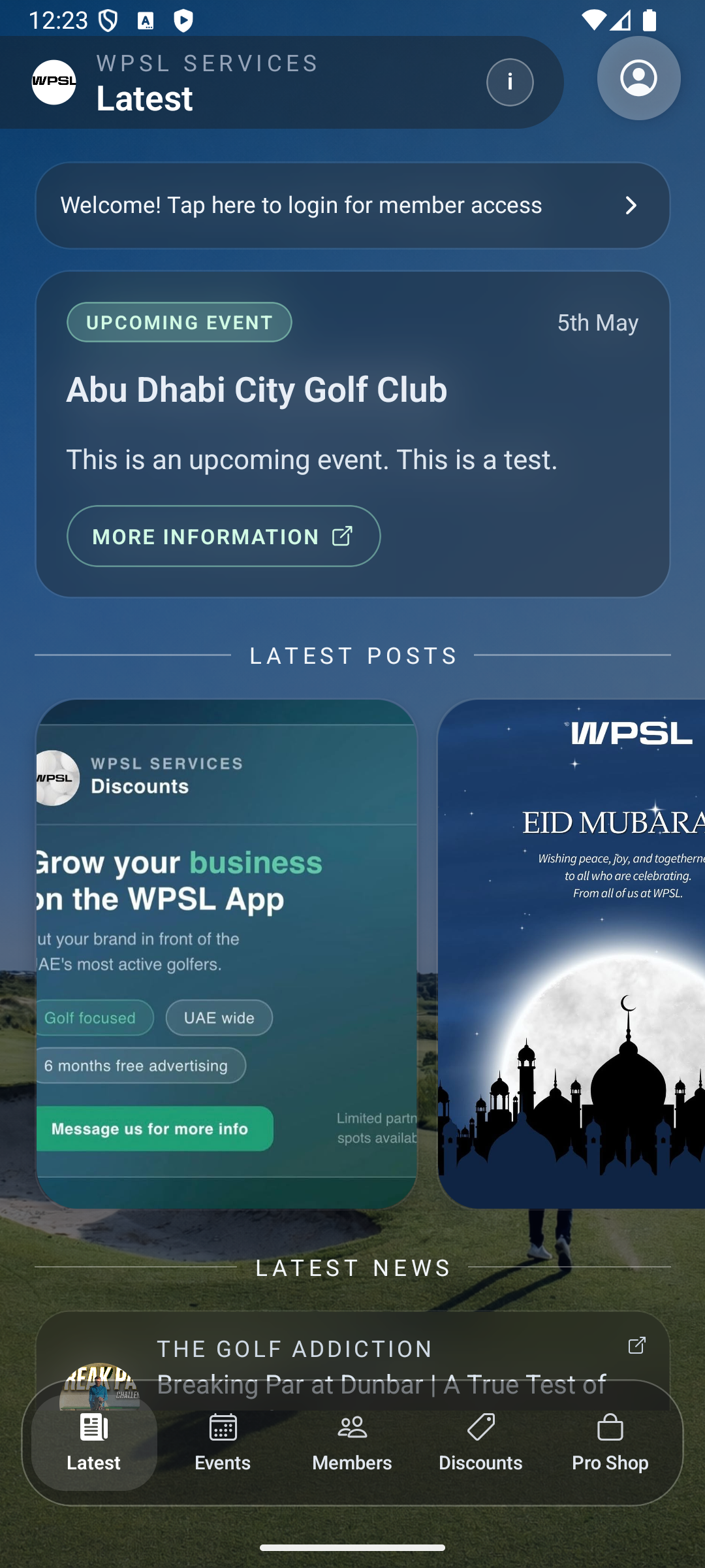 WPSL Services latest news and events screen